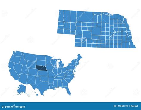 Mapa Do Estado De Nebraska Ilustração Stock Ilustração De Branco