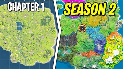 Evolution Of Fortnite Map Chapter 1 To Chapter 2 Season 2 Leaked