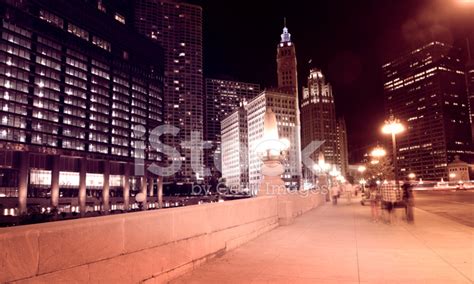 Chicago Cityscape By Night Stock Photo Royalty Free Freeimages