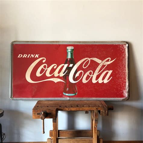 Original Vintage 1950s60s Coca Cola Tin Sign Etsy
