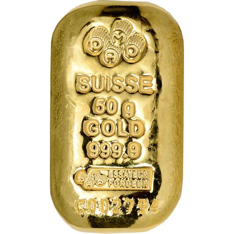 50 Gram Gold Bar Pamp Suisse Poured 9999 Fine With Assay Gold