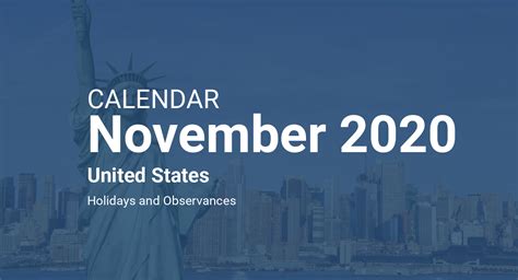November 2020 Calendar United States