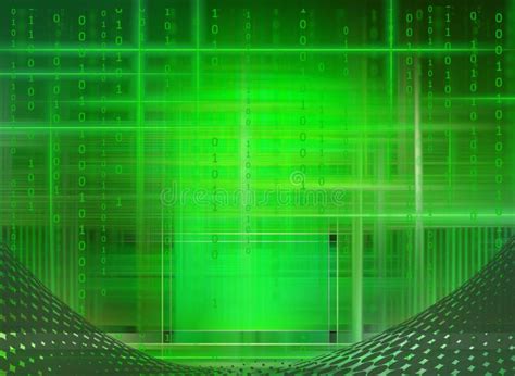 Abstract Futuristic Cyberspace With Binary Code Neon Green Matrix