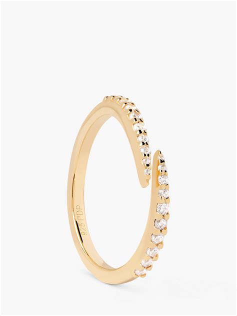 Pdpaola Embrace Cubic Zirconia Cross Over Ring Gold At John Lewis