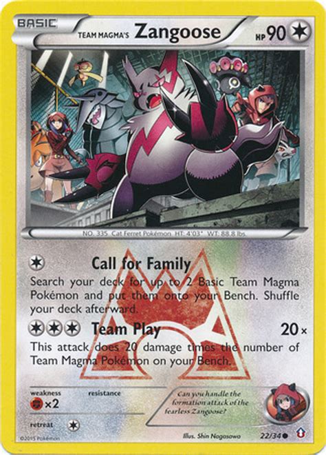 Pokemon X Y Double Crisis Single Card Common Team Magmas Zangoose 22