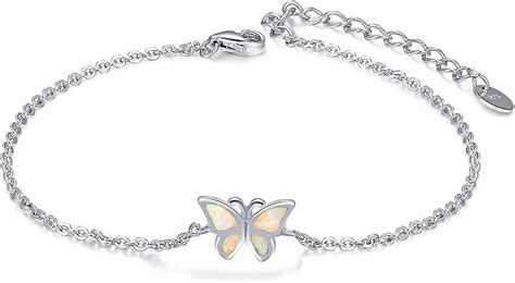 Butterfly Bracelet 925 Sterling Silver Created Opal Butterfly Bracelet