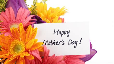 Mothers Day Wish With Colorful Flowers In White Background Hd Happy