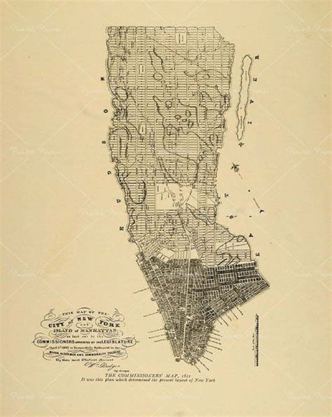 Commissioners Plan Of 1811 Manhattan Street Grid Cartesian Planes Manhattan History Urban