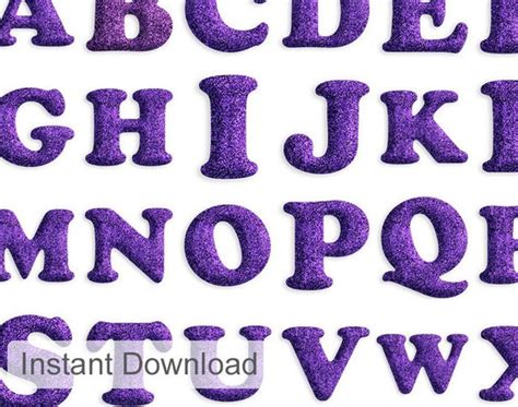Glitter Clipart Letters Purple Glitter Alphabet Purple Etsy