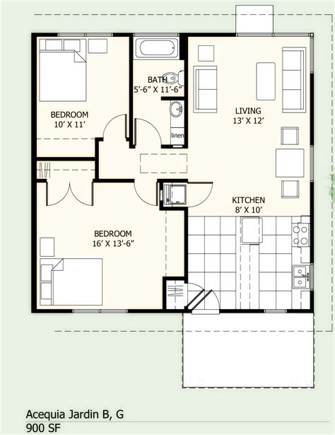 900 Square Foot House Plans Simple Two Bedroom 900 Sq Ft House Plan