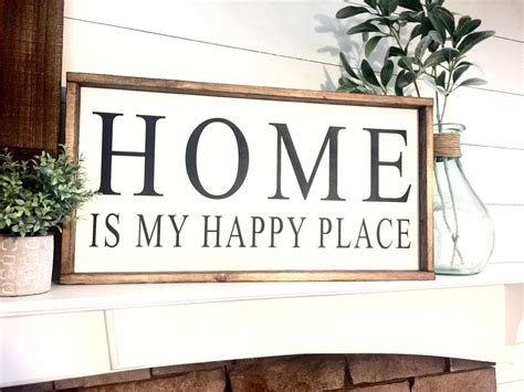 Home Is My Happy Place 12x24 Farmhouse Sign Rustic Home