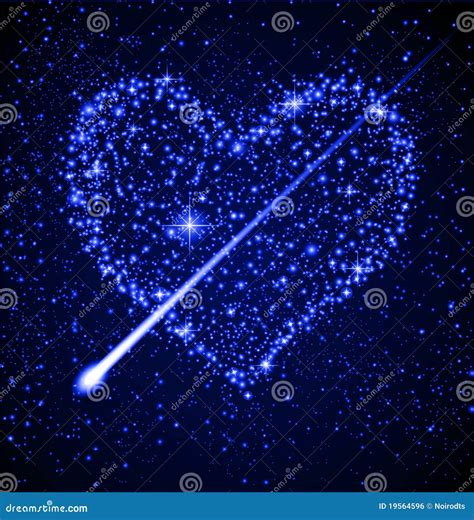 Star Heart In Night Sky Stock Vector Illustration Of Blue 19564596