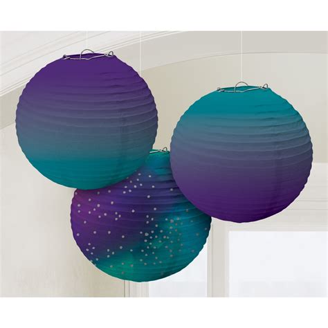 Ombre Round Paper Lanterns Sparkling Sapphire Big W