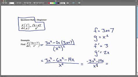 Calc 1 Quotient Rule Introduction Youtube