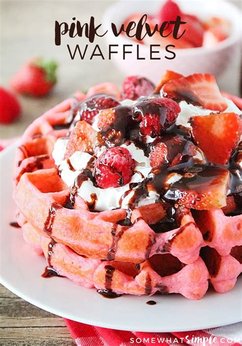 Fluffy Pink Velvet Waffles Recipe Somewhat Simple