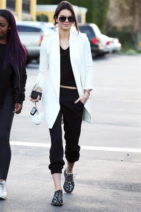 Kendall Jenner Tuxedo Blazer Sweatpants Outfit