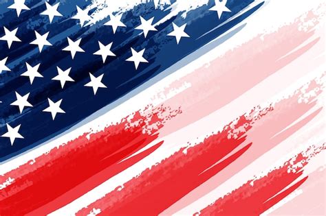 Premium Vector American Flag With Grunge Style Background Premium Vector