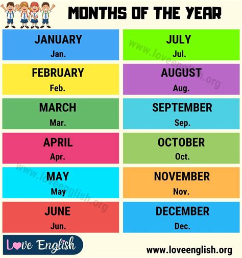 Click On Days Of The Week And Months Of The Year
