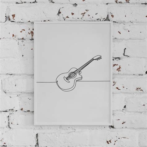 Minimalist Guitar Line Art Music Wall Art Digital Download Etsy