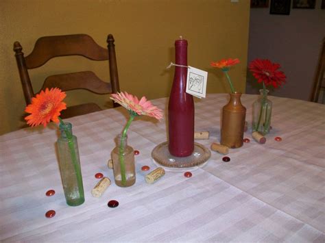 Flowers And Red Wine Wine Bottle Candle Centerpiece Wine Bottle