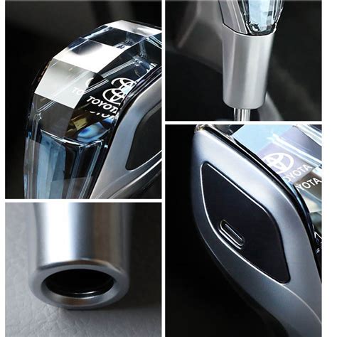 Belsee Car Universal Crystal Gear Shift Knob Logo Handles Cover Led