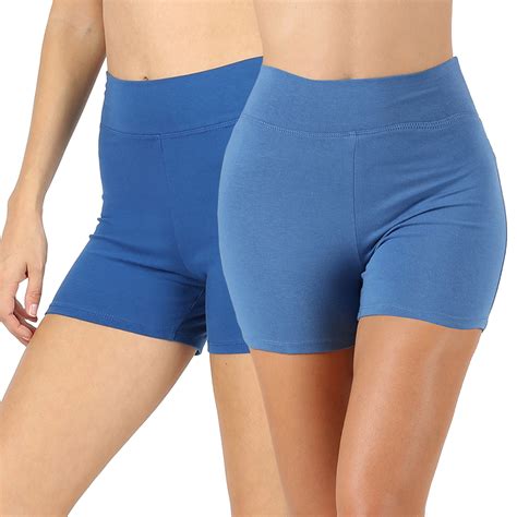 Womens Plus Soft Cotton Stretch High Waist Sports Short Pants With