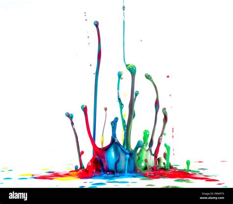 Isolated Shot Of Paint Splashing On White Stock Photo Alamy