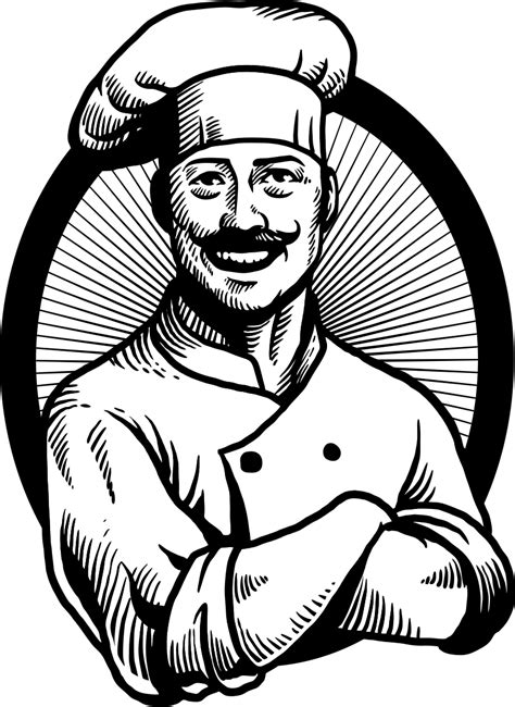 Chef Drawing Vintage Chef Black White Png Clipart Full Size Clipart
