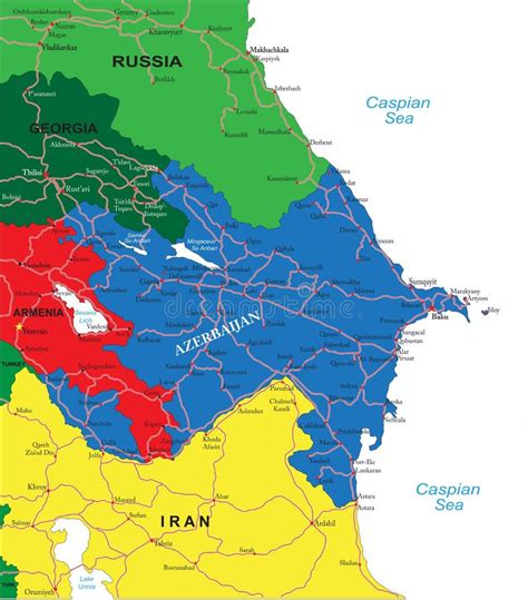 Azerbaijan Map Stock Vector Illustration Of Highway 31874816