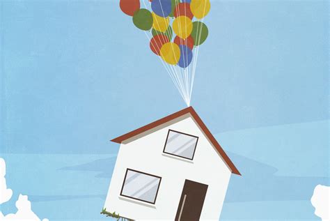 Helium Balloons Lifting House Into Sky Stock Photo 233197
