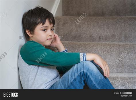 Sad Asian Boy Sitting Image And Photo Free Trial Bigstock