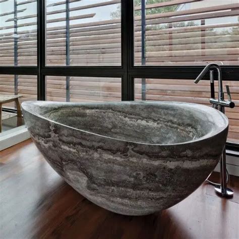 Home Used Cheap Natural Stone Bath Tub White Marble Round Stone Bathtub