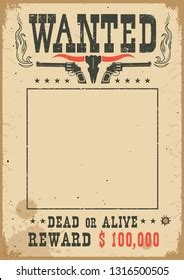 Wanted Poster Portrait Western Vintage Paper Stock Vector Royalty Free