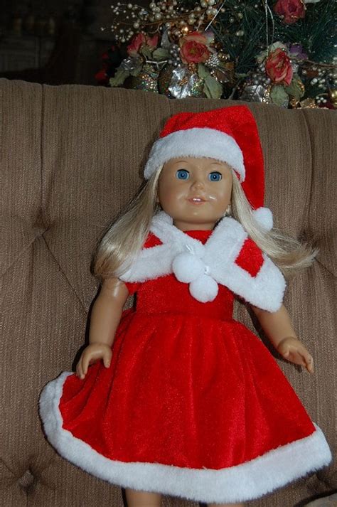 18 inch american girl doll christmas dress clothes santa 3 piece outfit red and white dress