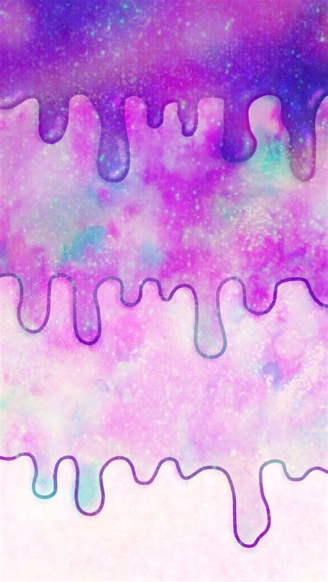 An Abstract Painting With Purple Blue And Green Drips On The Bottom
