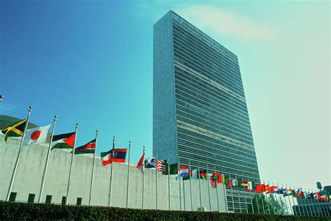 United Nations Building With Flags Photograph By Panoramic Images