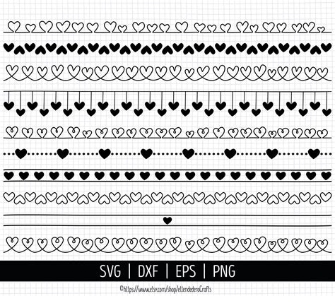 Doodle Heart Dividers Svg Hand Drawn Scallop Lines Cut Files Etsy