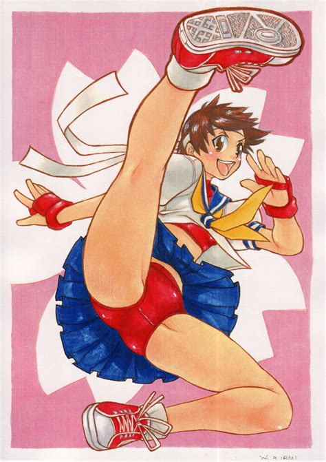 Rekka Uran Rekka Uran Kasugano Sakura Capcom Street Fighter 1girl Blue Sailor Collar