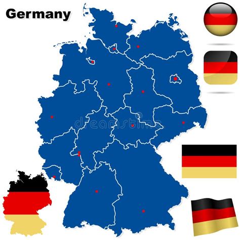 Niemcy Polityczna Wektorowa Mapa Z Regionami Ilustracja Wektor