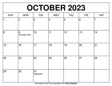 Free Printable October 2023 Calendar Templates With Holidays