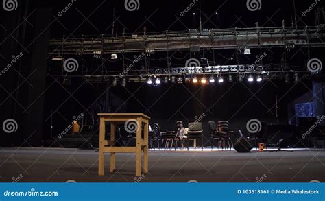 Stage Equipment For A Concert Empty Stage Before Concert Installation