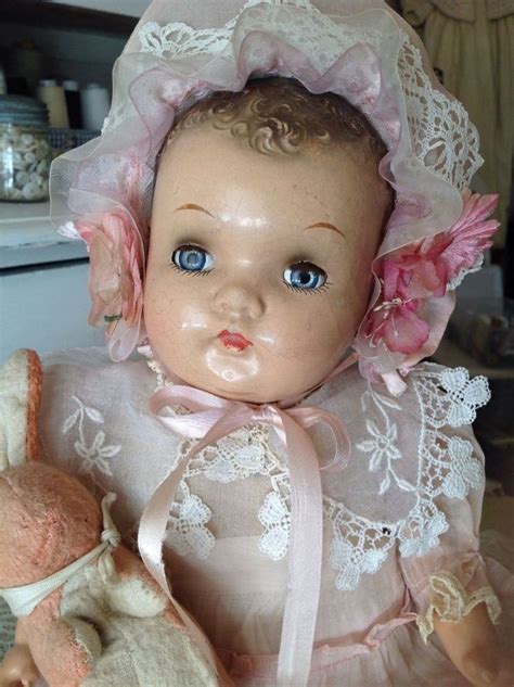 Antique Vintage Composition Baby Doll W Flirty Sleep Eyes Pink
