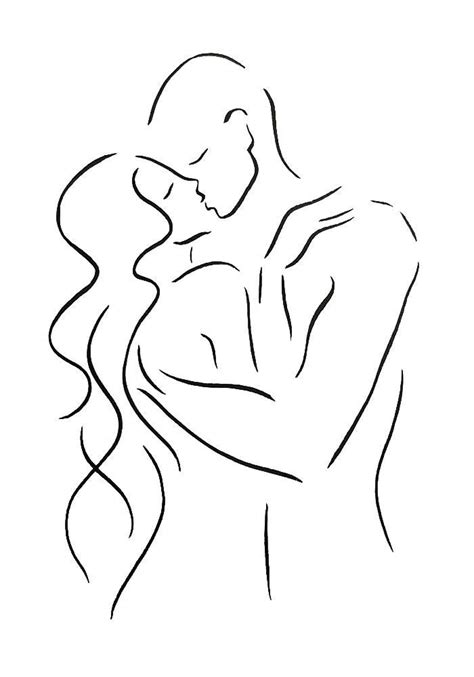 16x11 A3 Kissing Couple Sketch Black And White Line Drawing Lovers