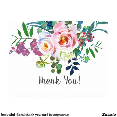 Beautiful Floral Thank You Card Thank You Cards