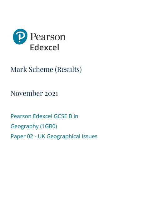 Pearson Edexcel Gcse B In Geography 1gb0 Paper 02 Uk Geographical