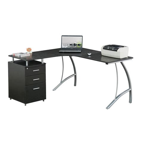 Modern L Shaped Computer Desk With File Cabinet And Storage Techni