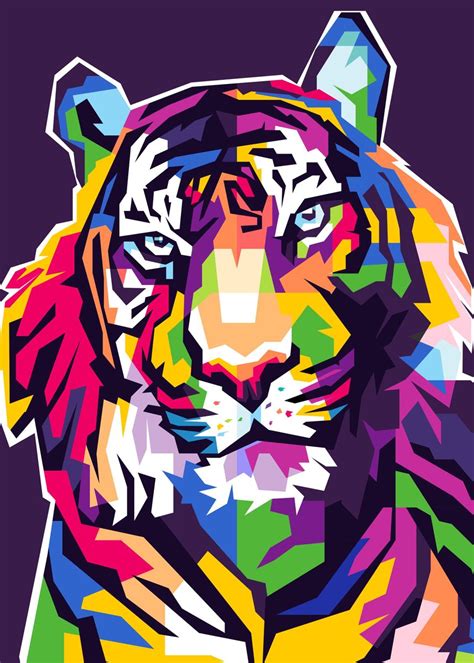 Tiger Pop Art Poster Print By Shichiro Ken Displate Pop Art Wpap
