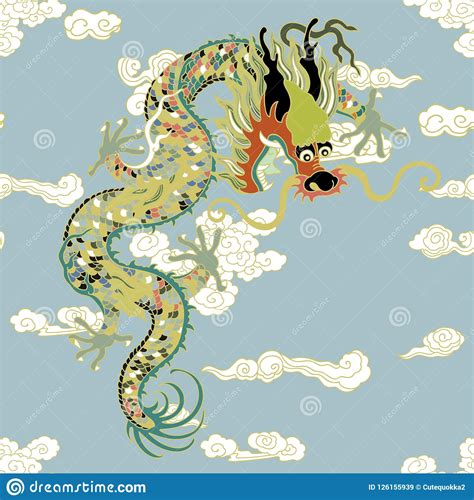 Dragon With Clouds Stock Illustration Illustration Of Oriental 126155939