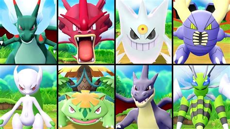 All Shiny Mega Evolutions In Pokémon Let S Go Pikachu And Eevee Youtube