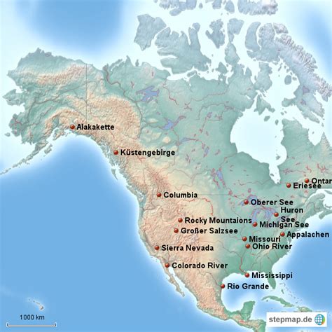 Amerika Karte Gebirge Goudenelftal